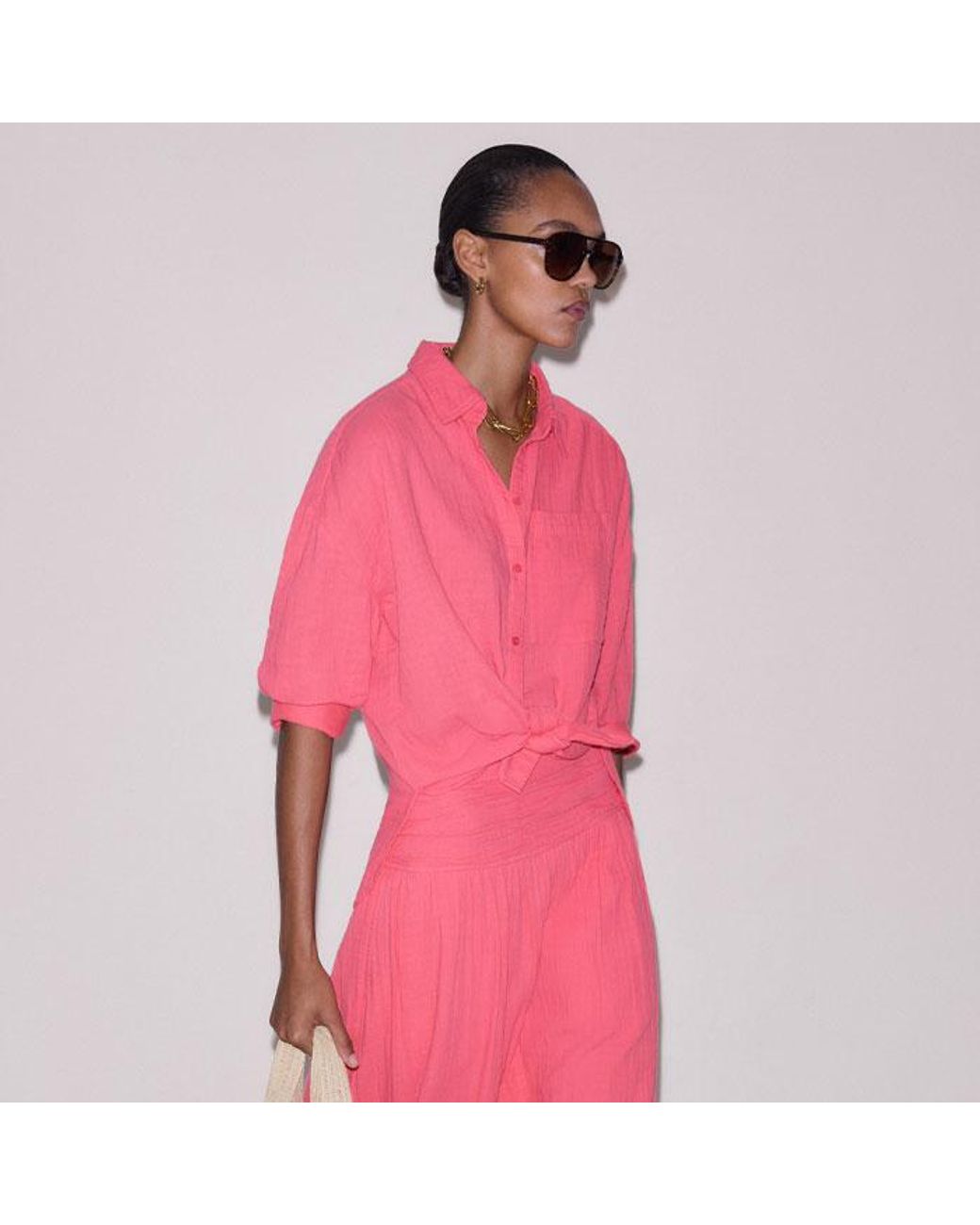 ME+EM Pink Cheesecloth Maxi Skirt