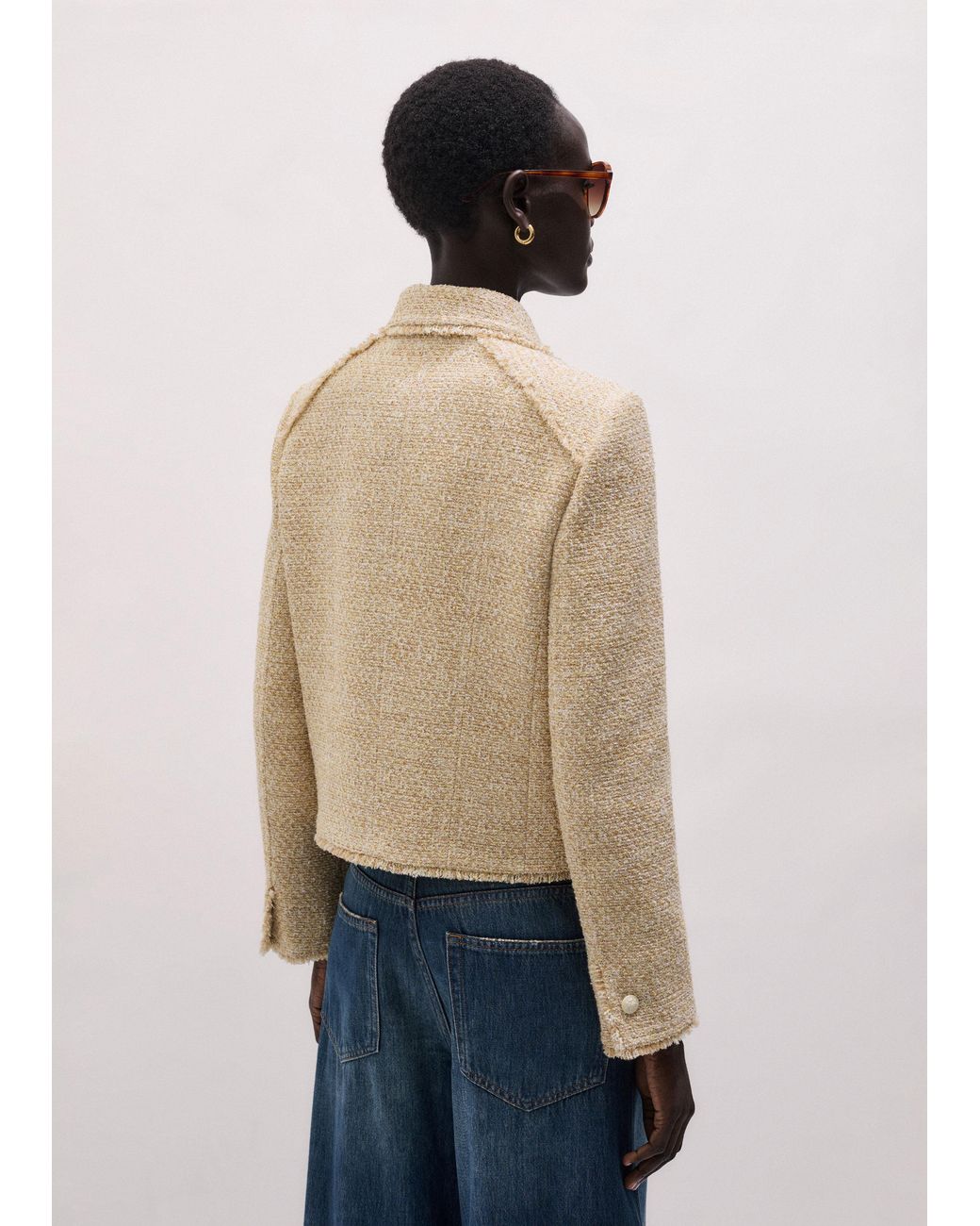 ME+EM Natural Cut Away Fringed Jacket