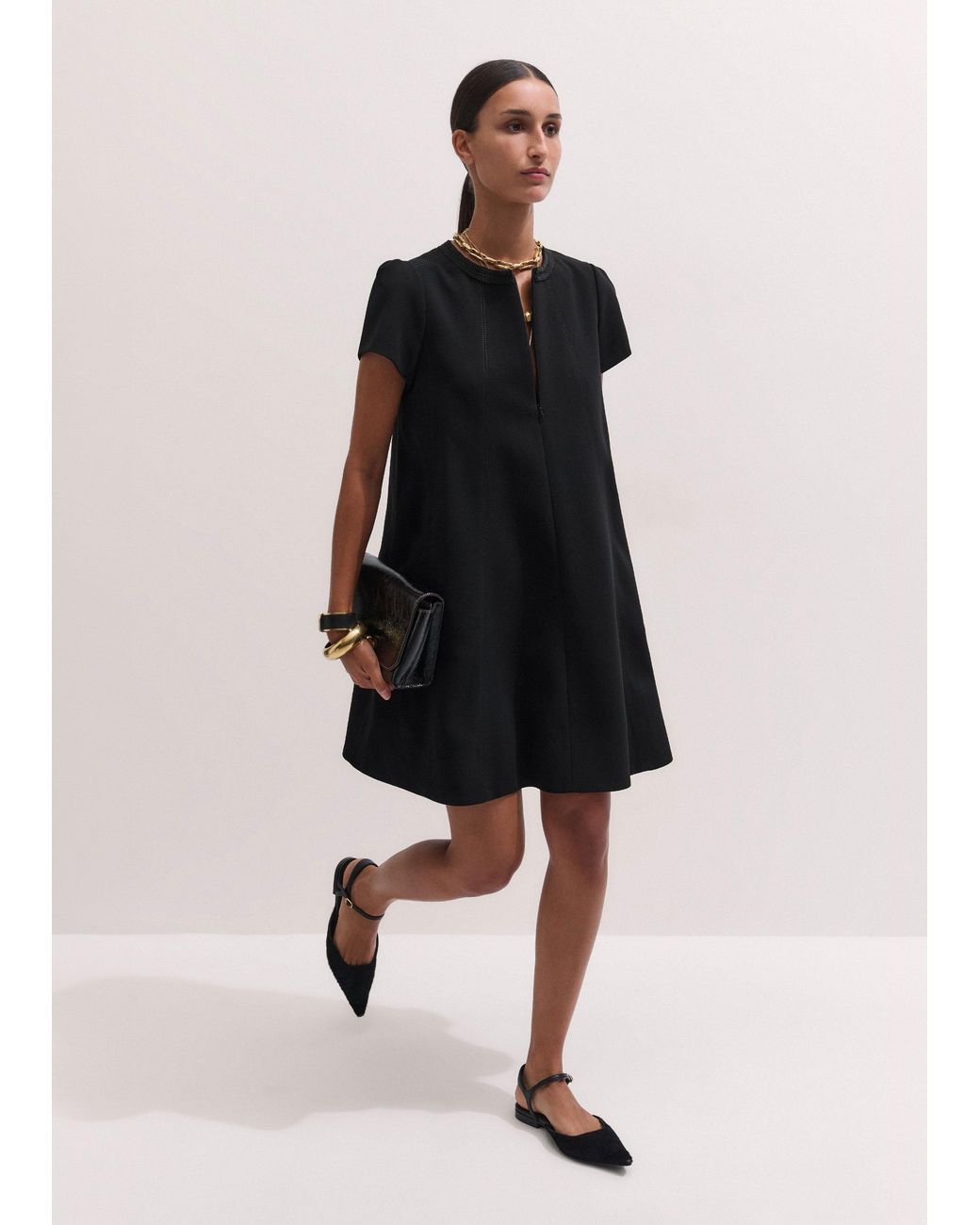 ME+EM Black Swing Mini Dress