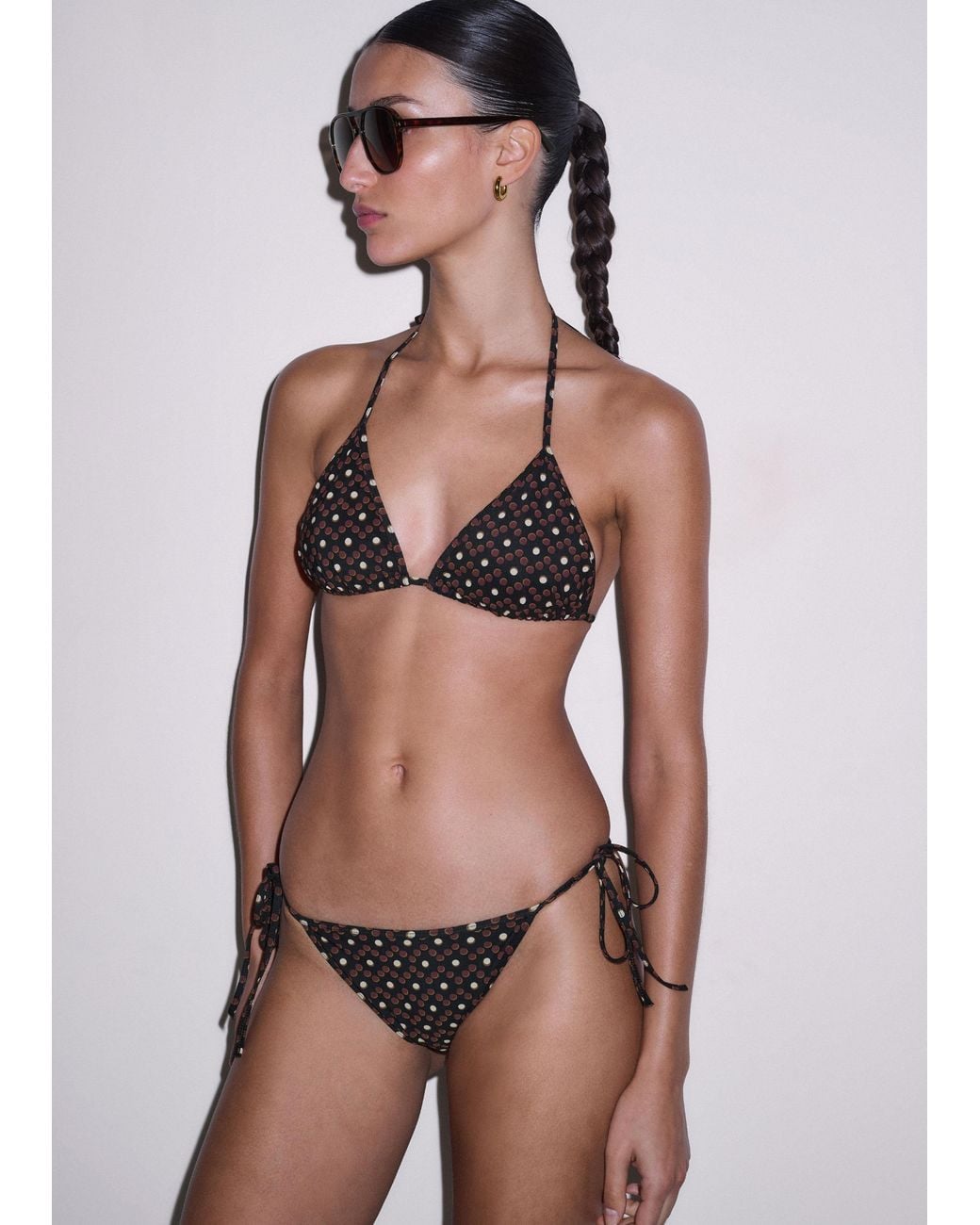 ME+EM Blue Printed Adjustable Triangle Bikini Top