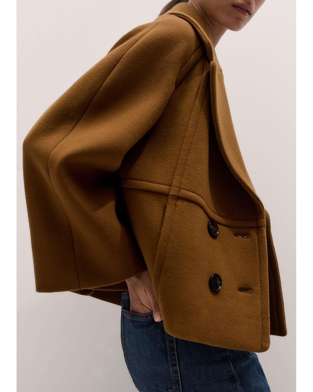ME+EM Brown Crop Swing Coat