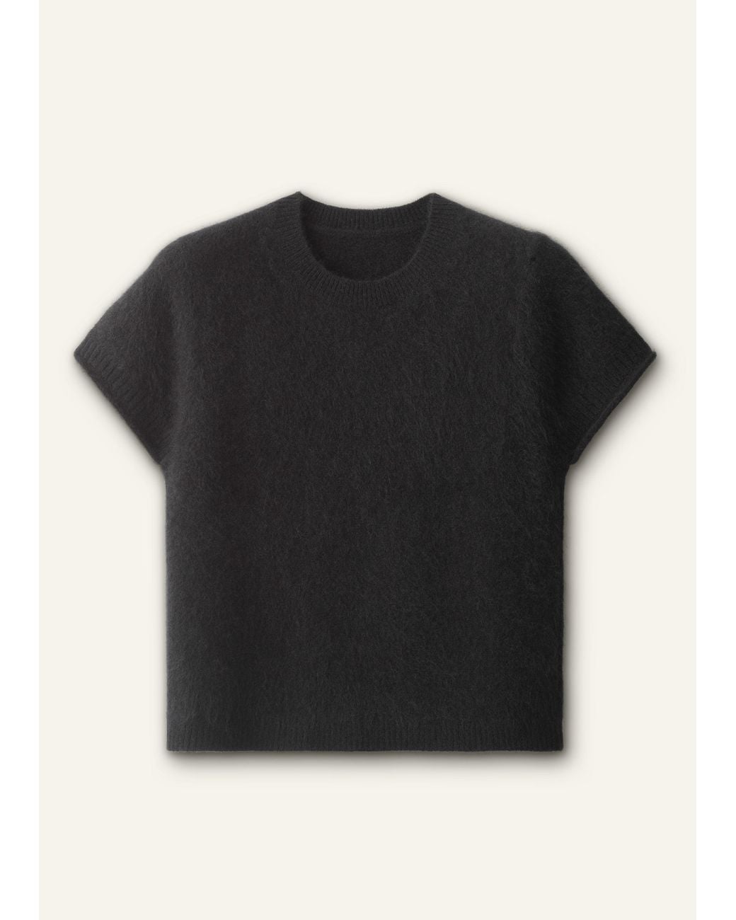 ME+EM Black Brushed Wool Shrunken Baby Tee