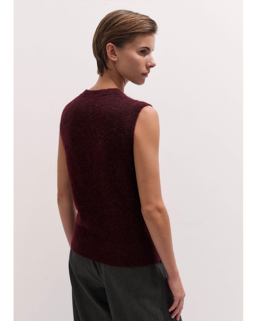 ME+EM Red Henley Straight Knit Vest