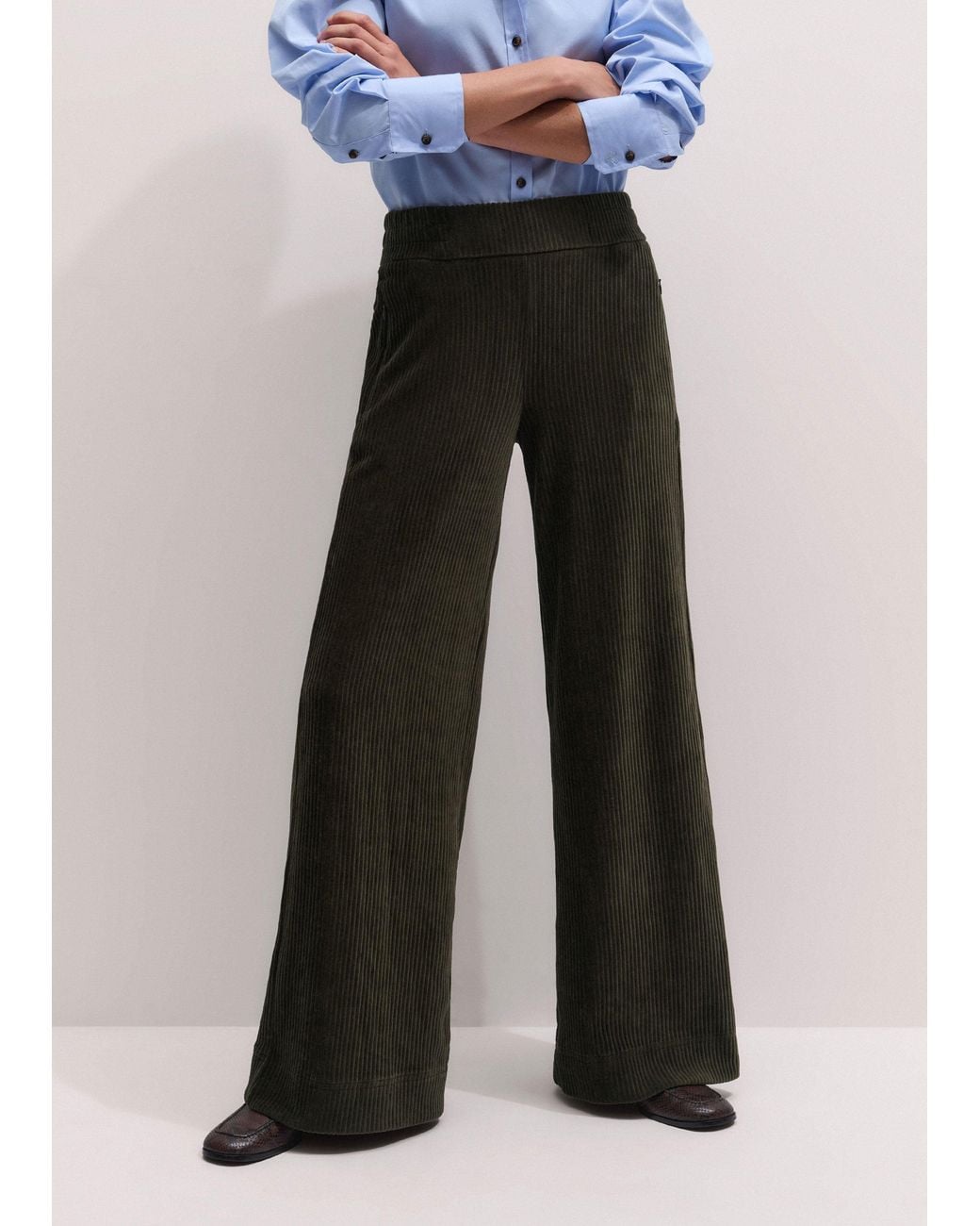 ME+EM White Jumbo Cord Velour Palazzo Pant