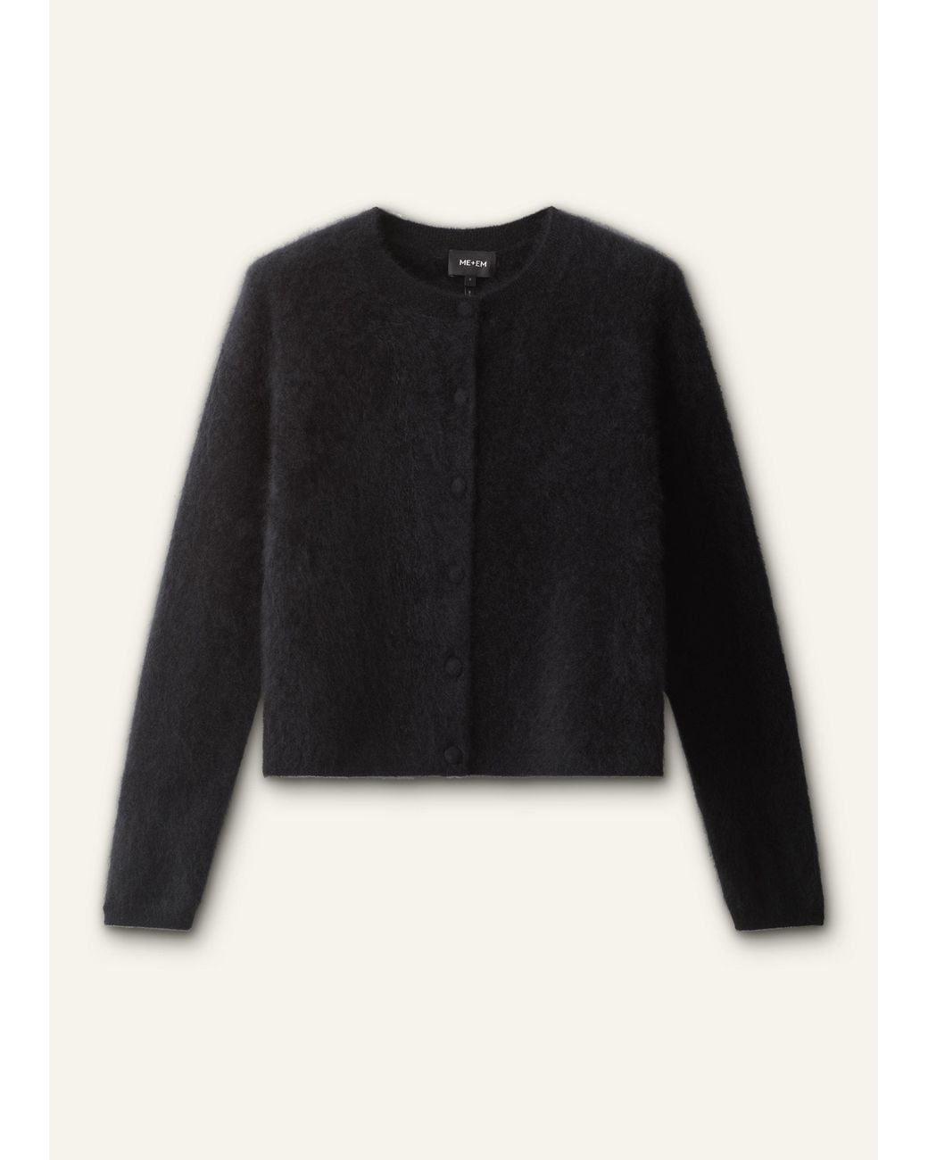 ME+EM Gray Brushed Cashmere Straight Knit Cardigan