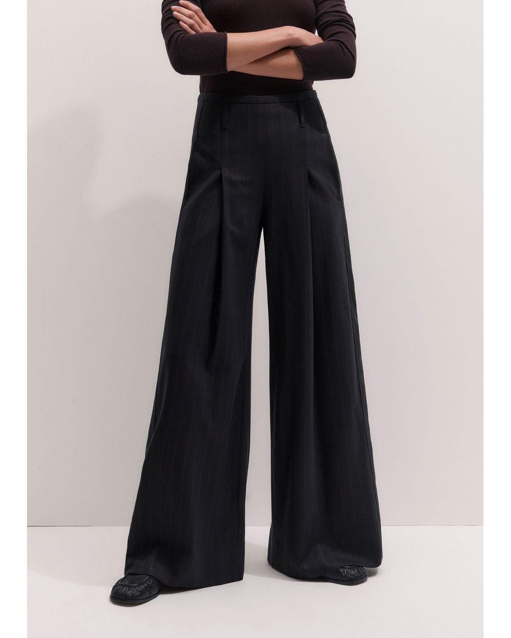 ME+EM Black Wide Leg Trouser-Barolo