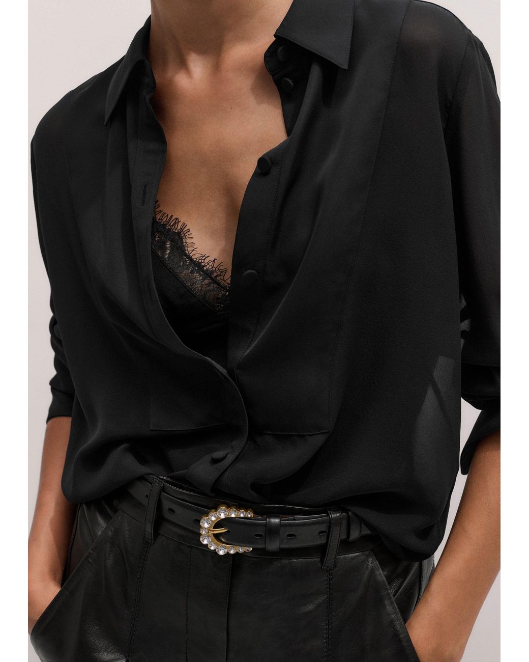 ME+EM Black Lace Trim Cami