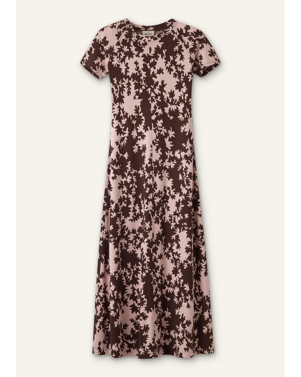 ME+EM White Speckled Bloom Print Raglan Sleeve Maxi Dress Blush-Cocoa