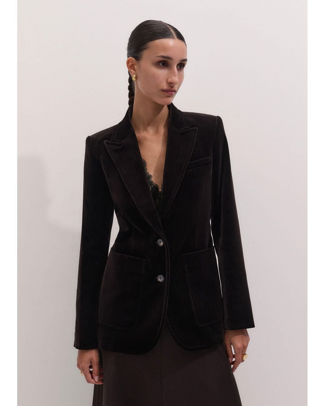 ME+EM Black Sharp Shoulder Contour Blazer