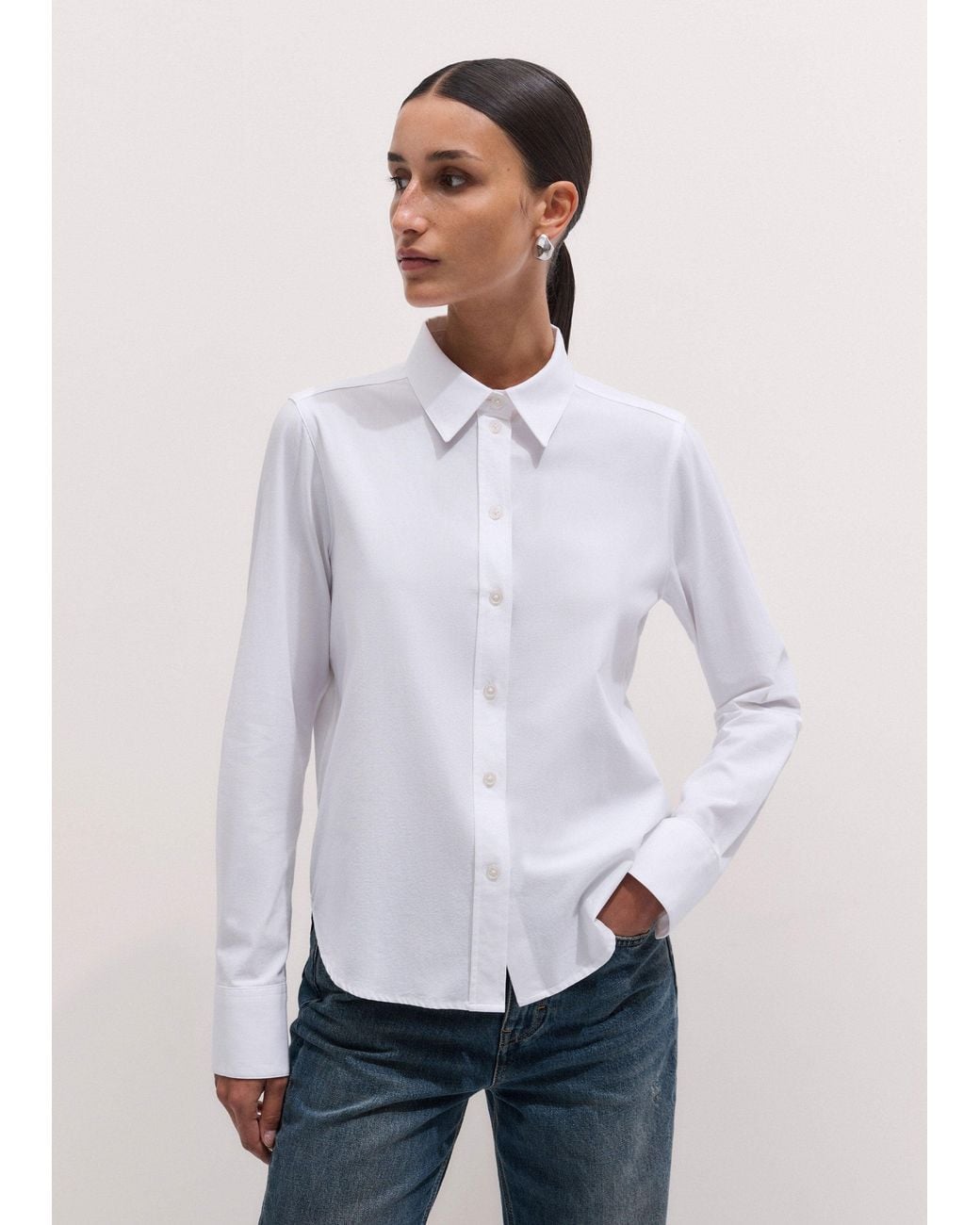 ME+EM White Travel Layering Shirt