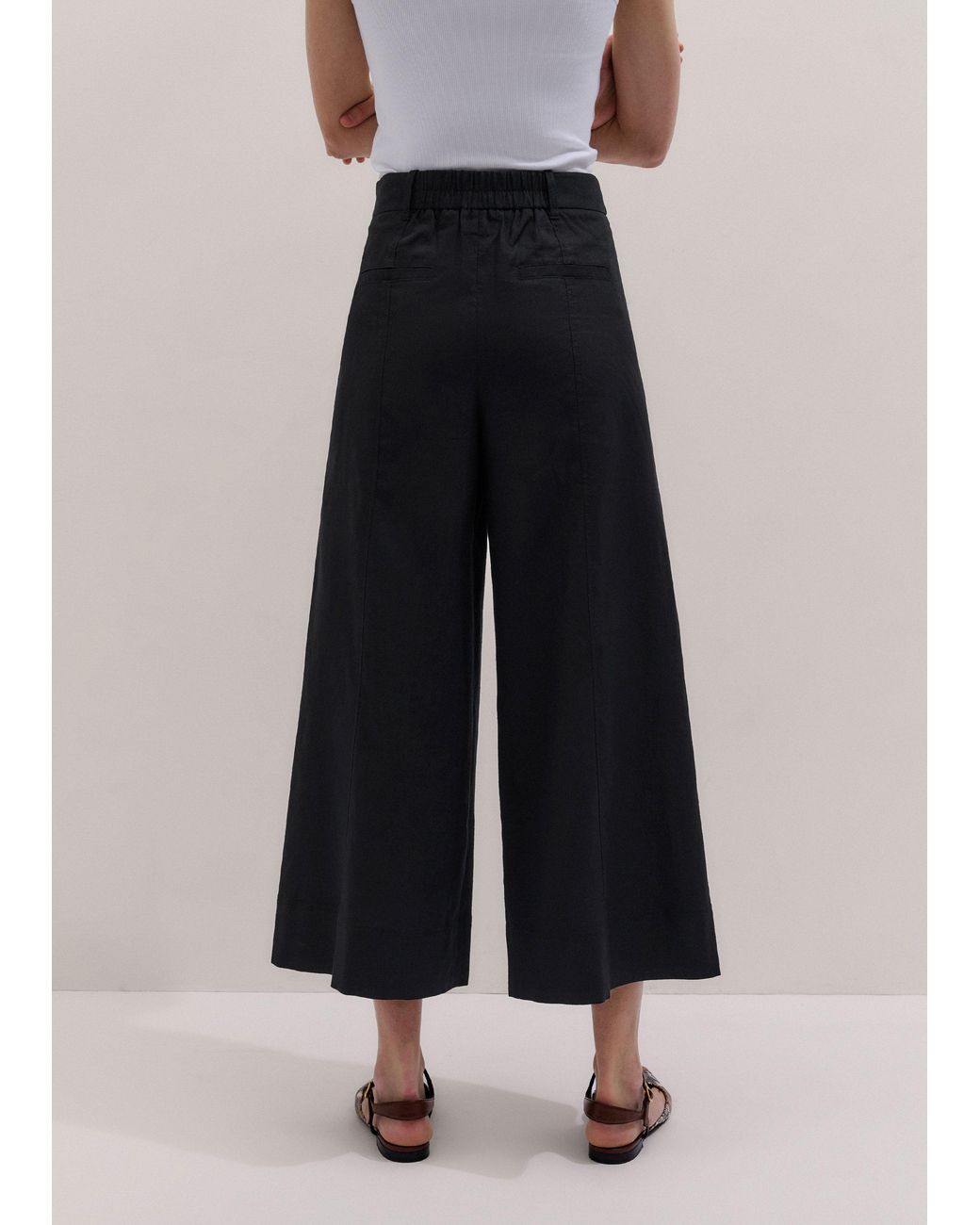 ME+EM Blue Crop Wide-Leg Pant