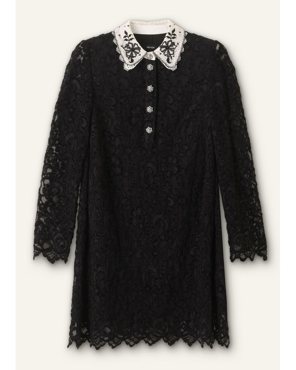 ME+EM Lace Collar Shift Dress in Black | Lyst