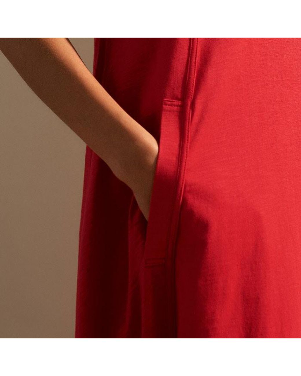 ME+EM Slub Jersey Midi Swing Dress in Red | Lyst