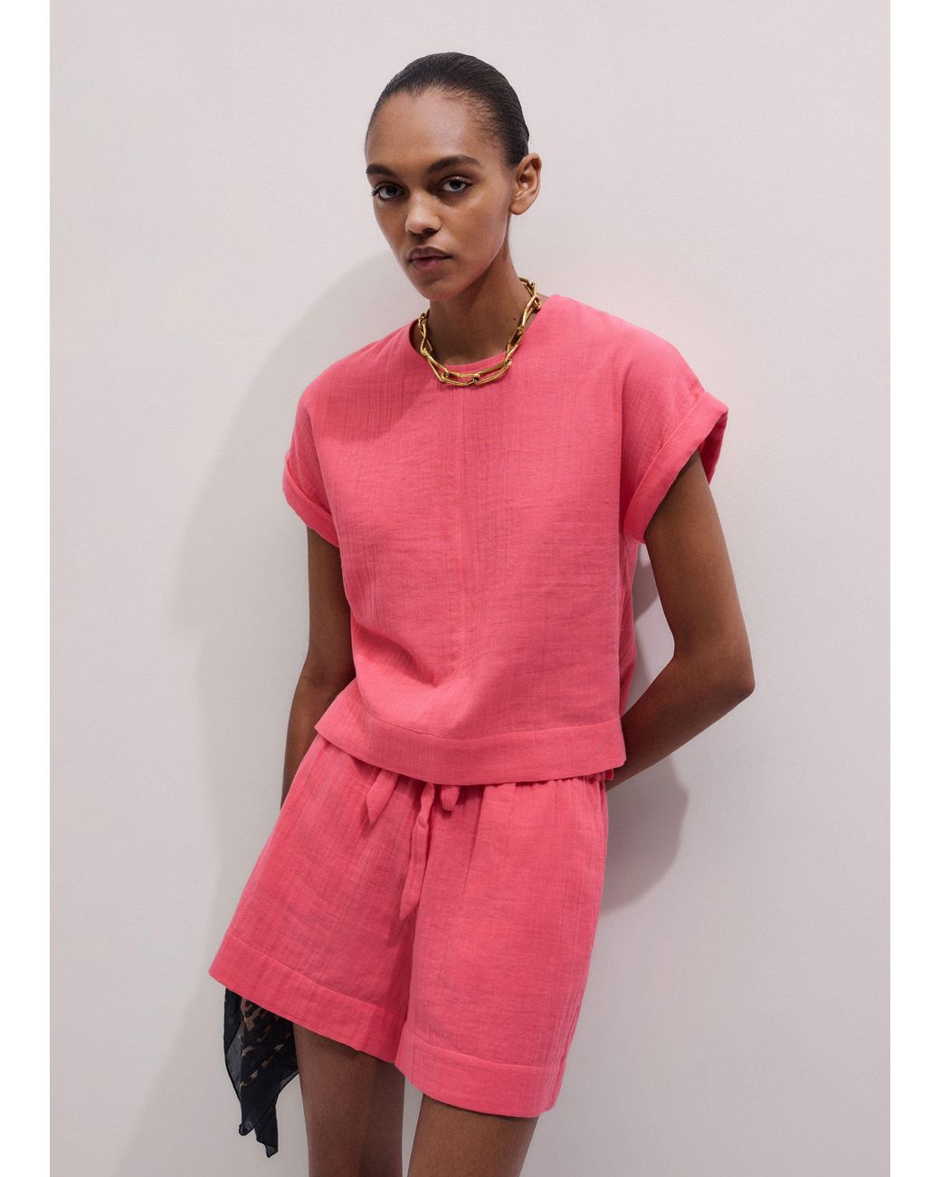 ME+EM Pink Cheesecloth T-Shirt