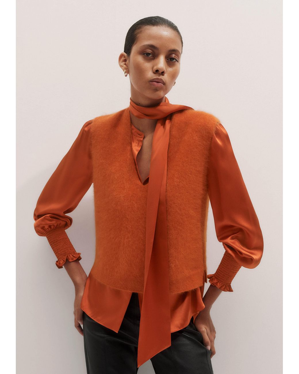 ME+EM Orange V-Neck Straight Vest
