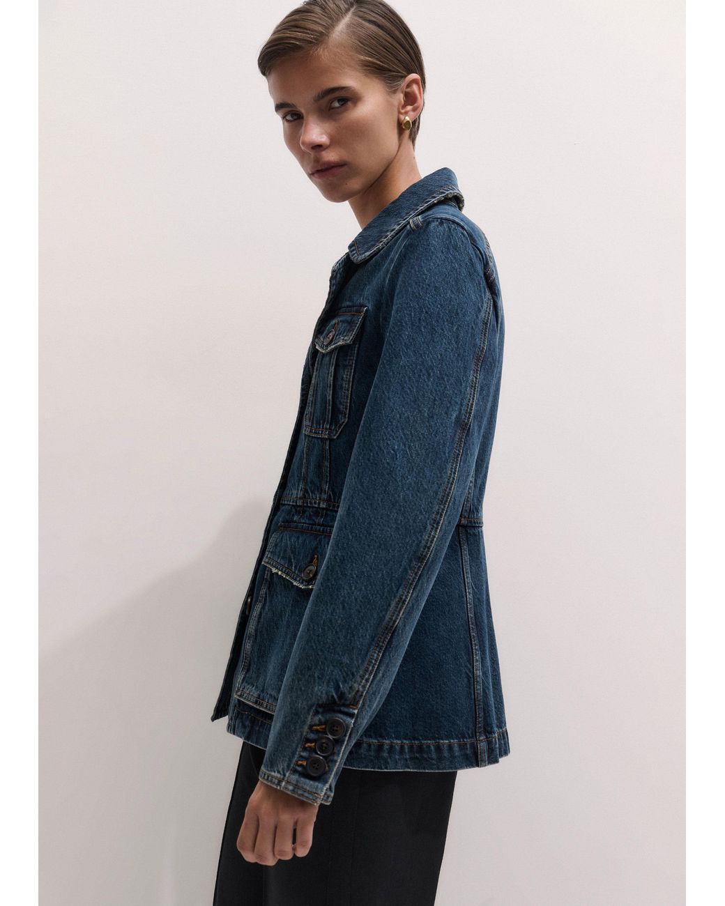ME+EM Blue Slim Fit Utility Jacket Authentic Dark Wash
