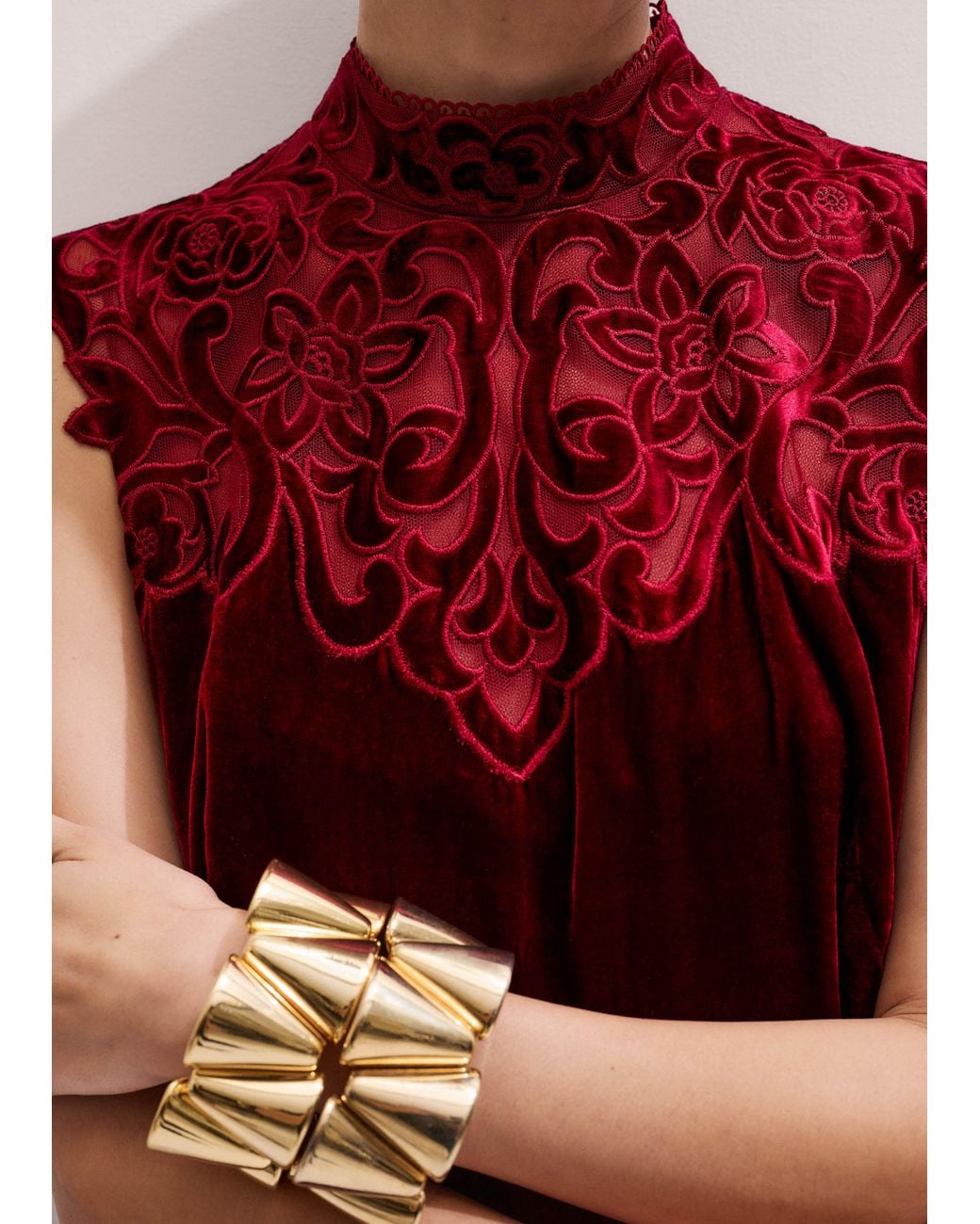 ME+EM Silk Blend Velvet Embroidered Midi Dress