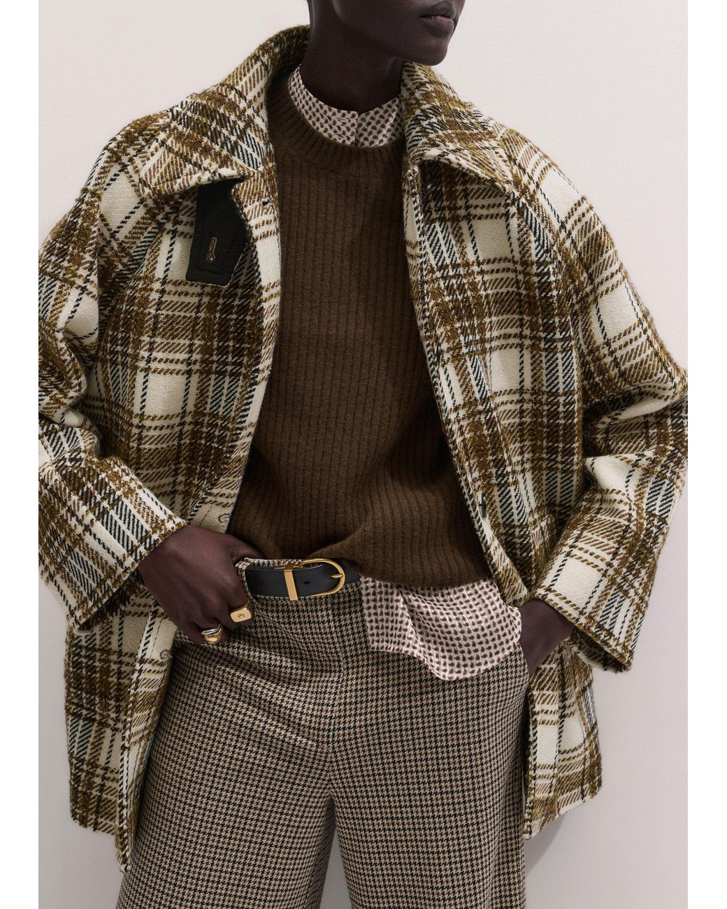 ME+EM Brown Merino Rib Straight Knit Tee