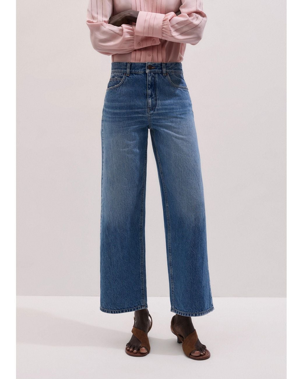 ME+EM Blue Relaxed Straight Crop Jean