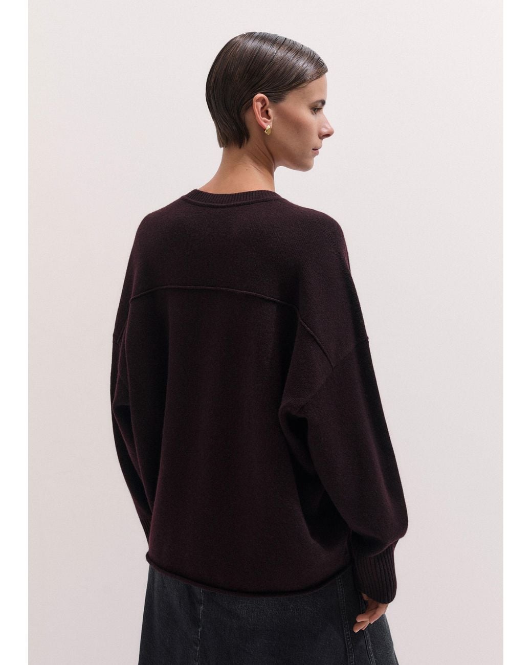 ME+EM Black V-Neck Relaxed Sweater