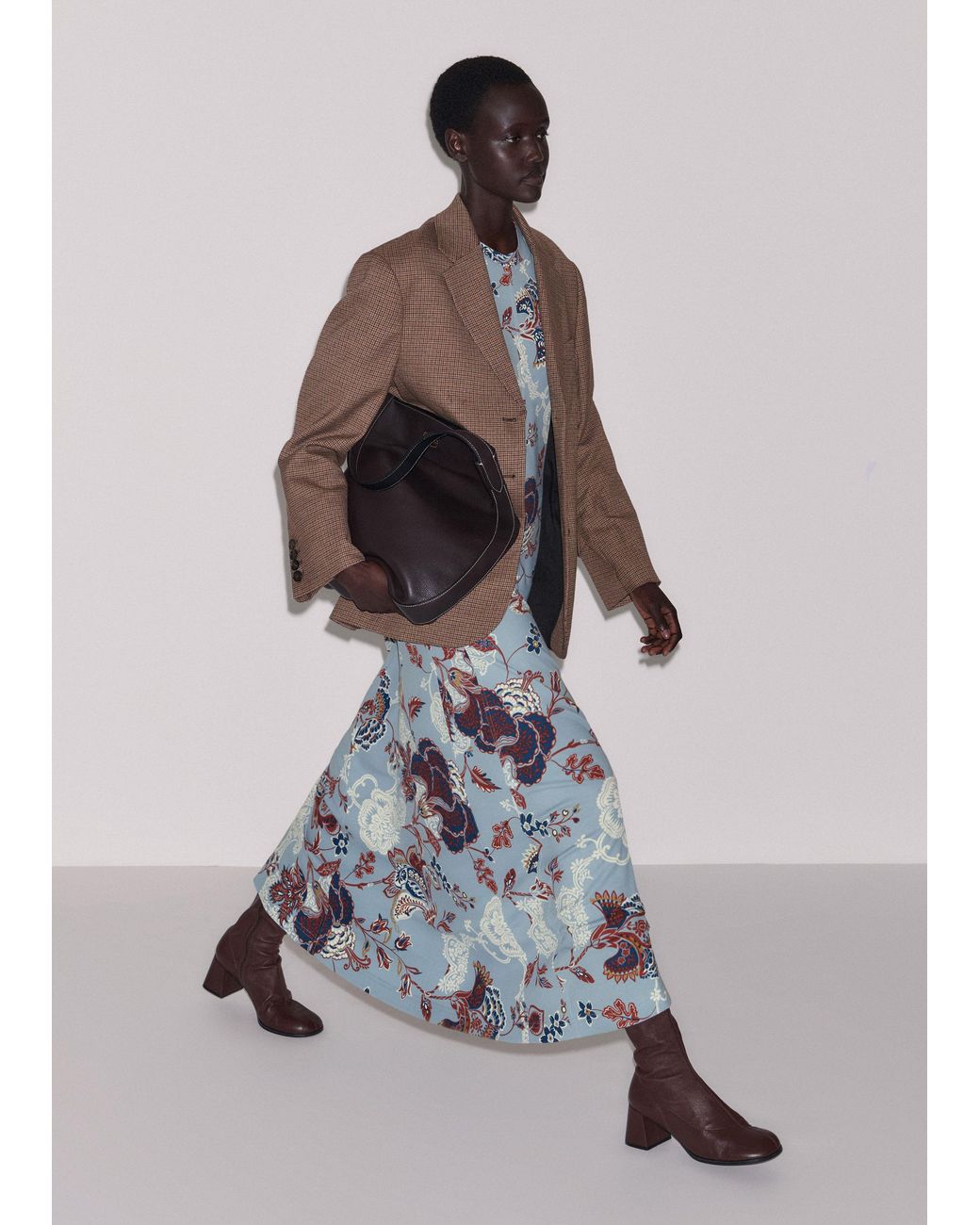 ME+EM Blue Grand Paisley Print Pouf Sleeve Maxi Dress