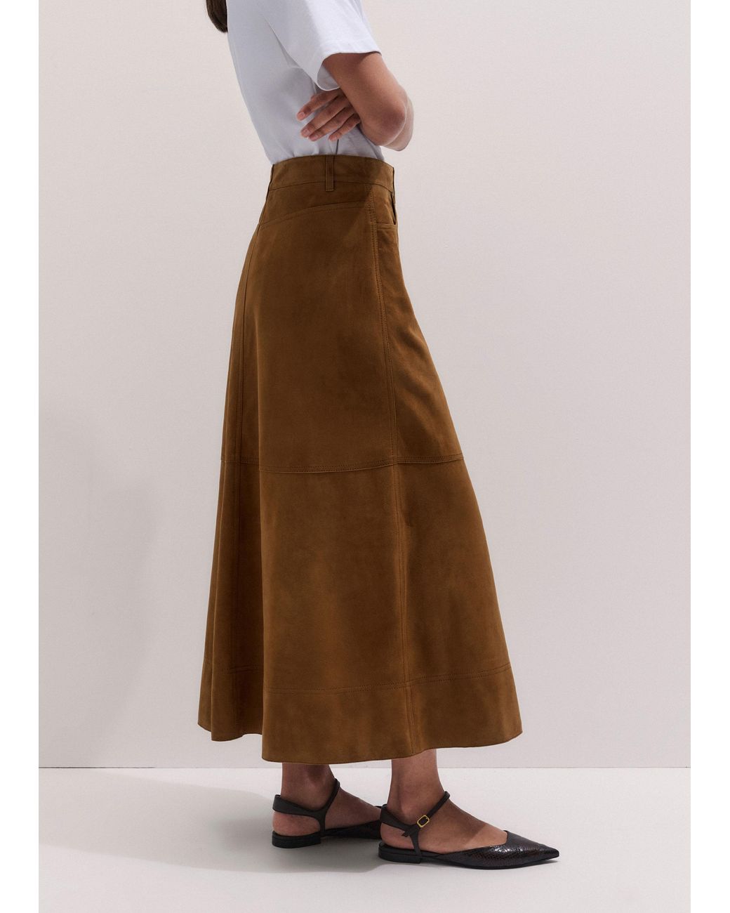 ME+EM White Luxe A-Line Maxi Skirt