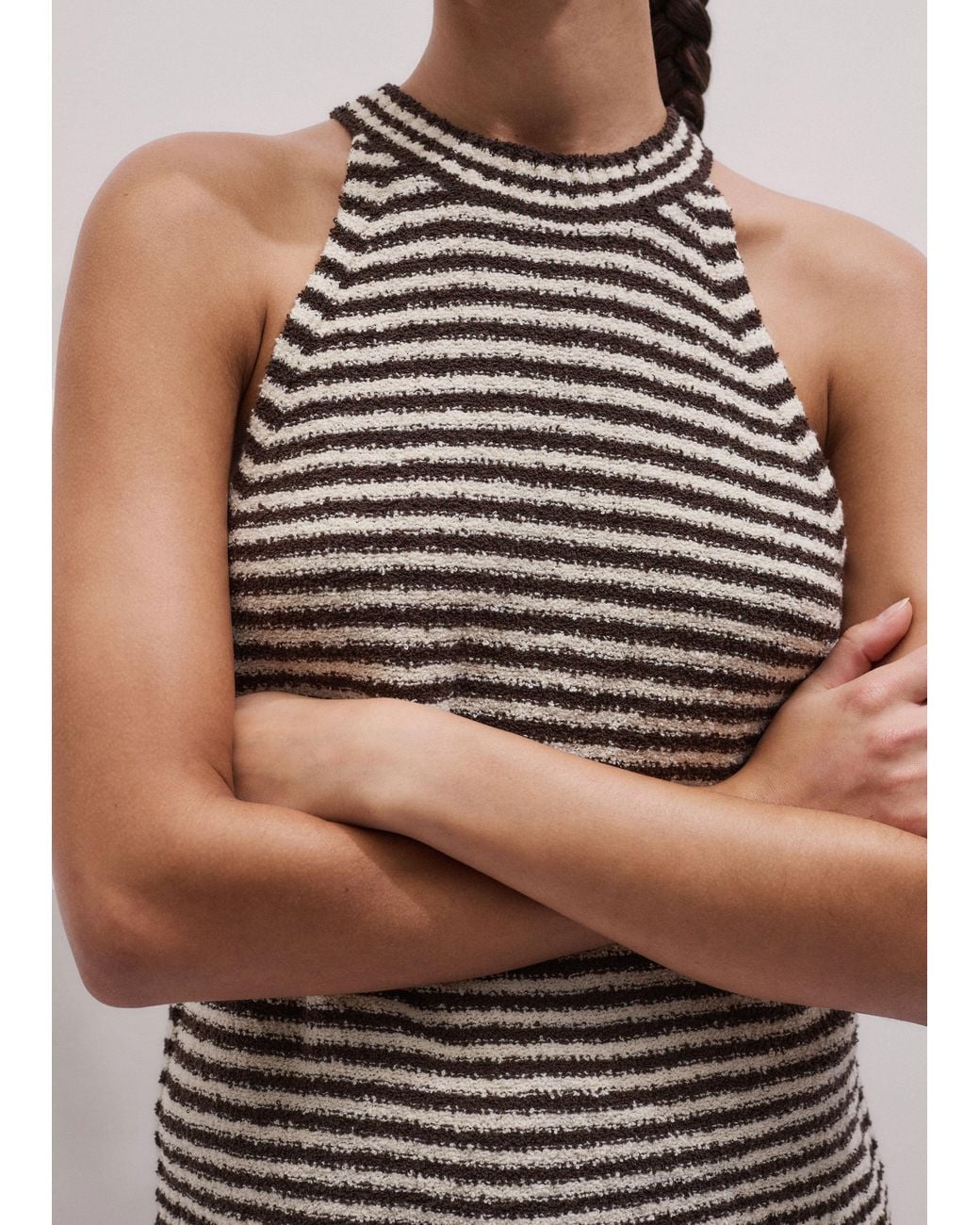 ME+EM Brown Stripe Halterneck Tank