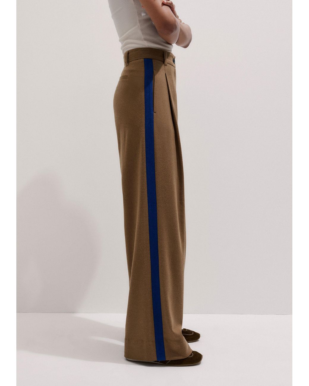 ME+EM Brown Straight Pleat Front Trouser