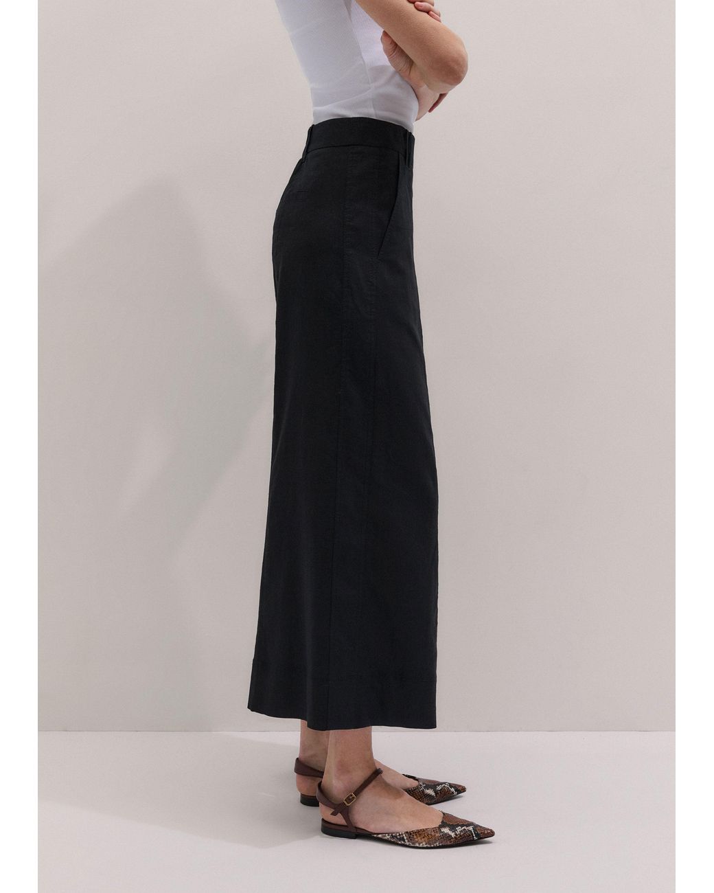 ME+EM Blue Crop Wide-Leg Pant
