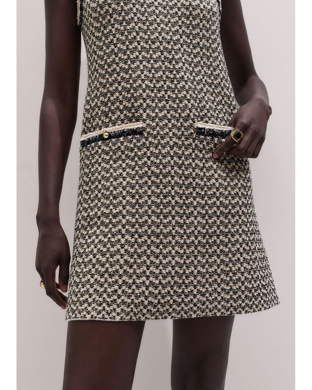 ME+EM Multicolor Metallic Tweed A-Line Knit Mini Dress