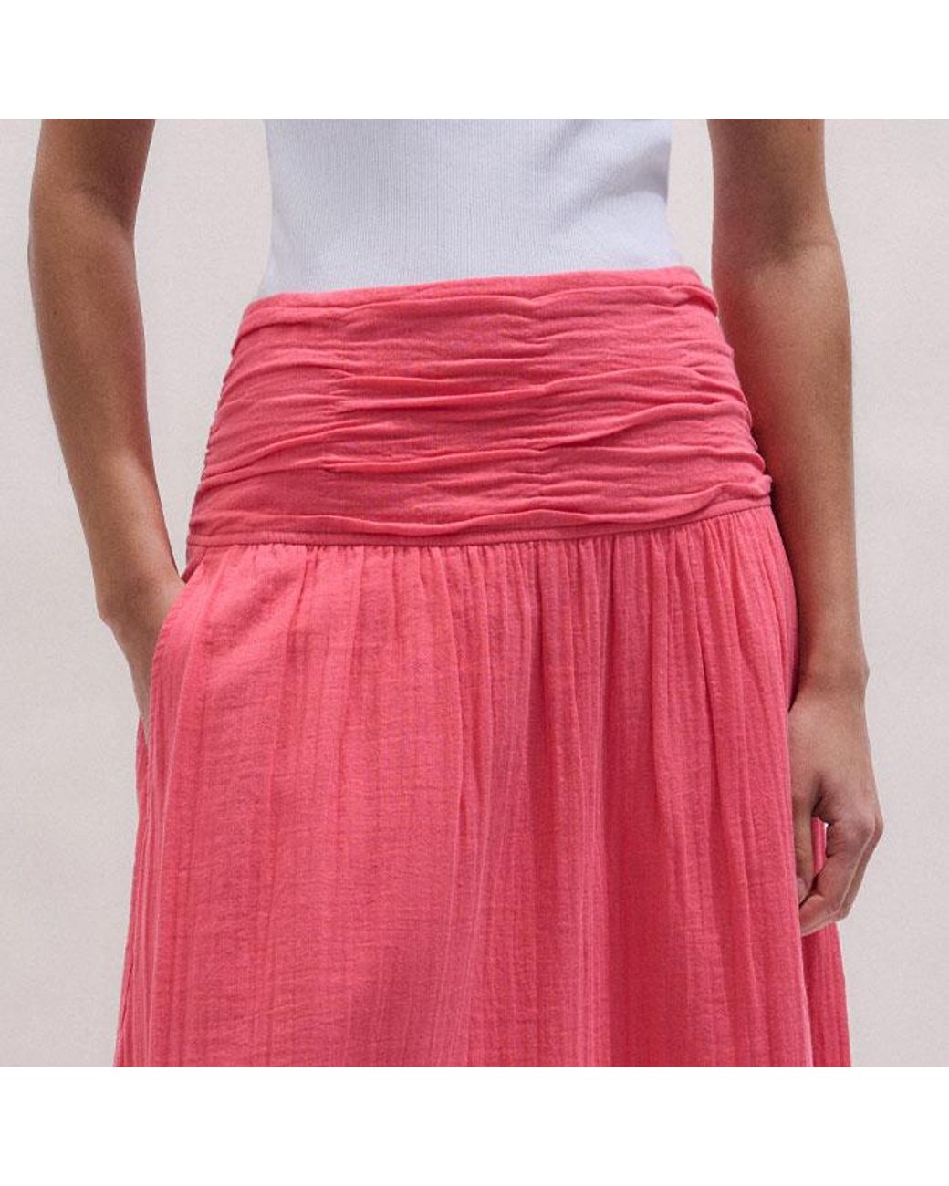 ME+EM Pink Cheesecloth Maxi Skirt