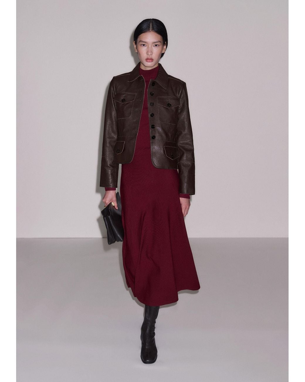 ME+EM Red High Neck Knit Maxi Dress + Layering Top