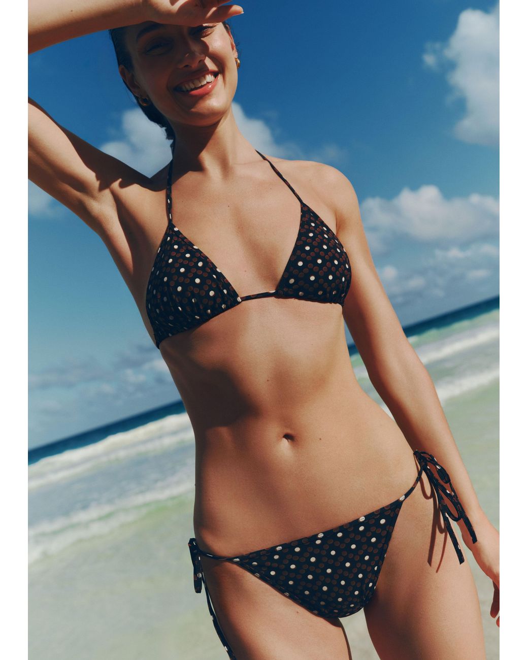 ME+EM Blue Printed Adjustable Triangle Bikini Top