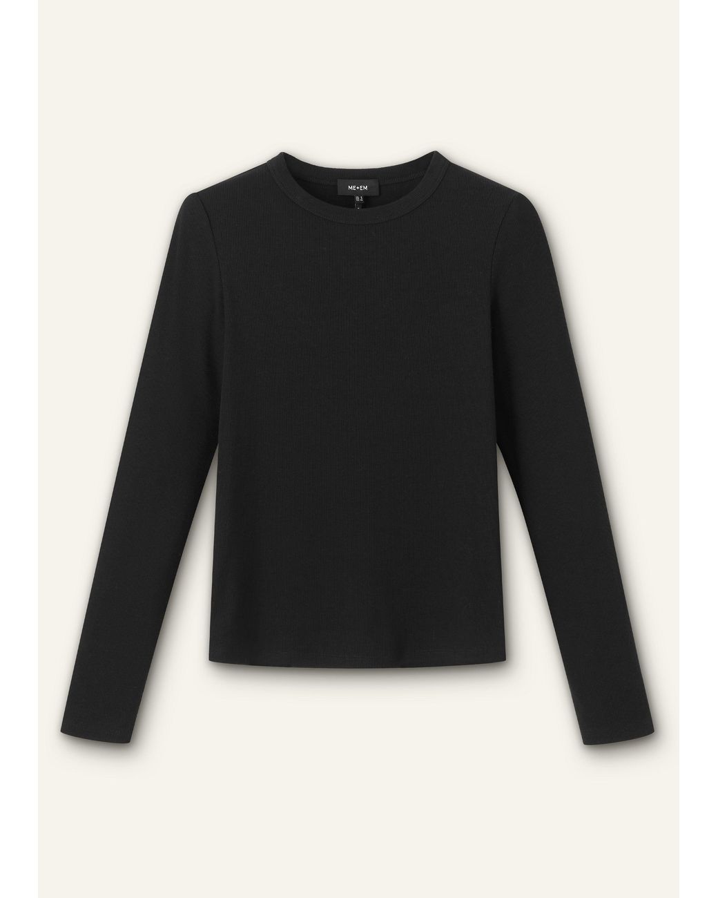 ME+EM Black Ultimate Rib Long Sleeve Top