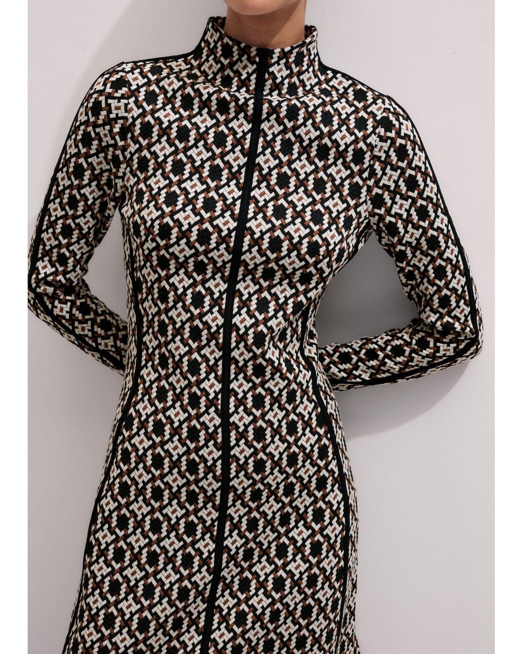 ME+EM Blue Graphic Jacquard Fit And Flare Midi Dress