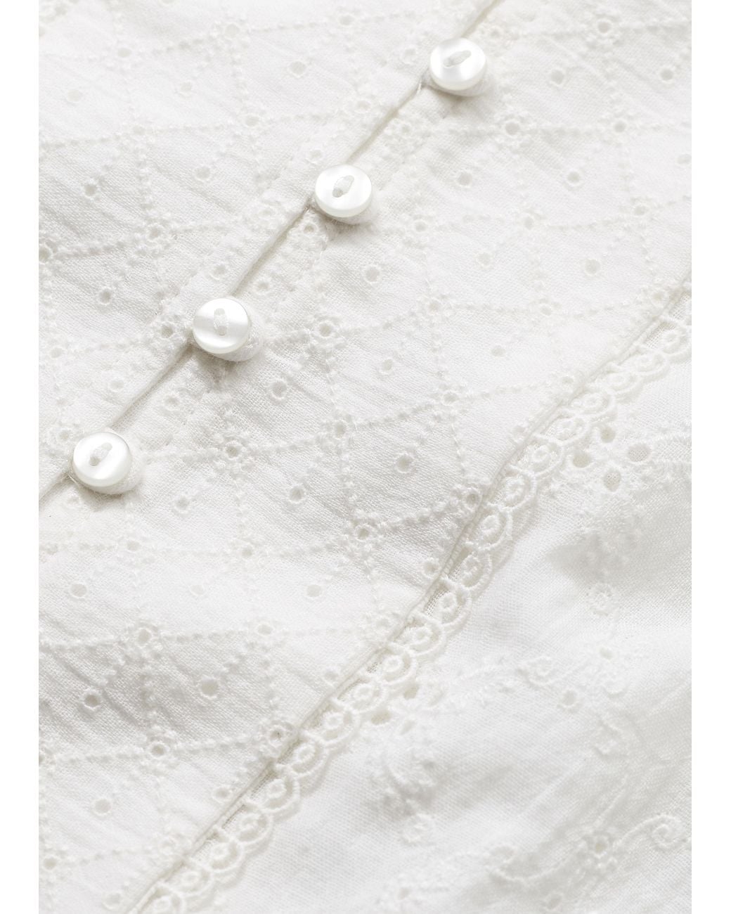 ME+EM White Embroidery Cotton Gauze Cropped Blouse