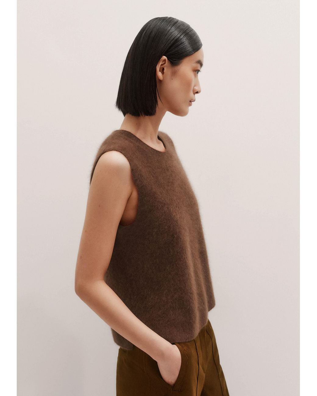 ME+EM Brown Straight Sweater Vest