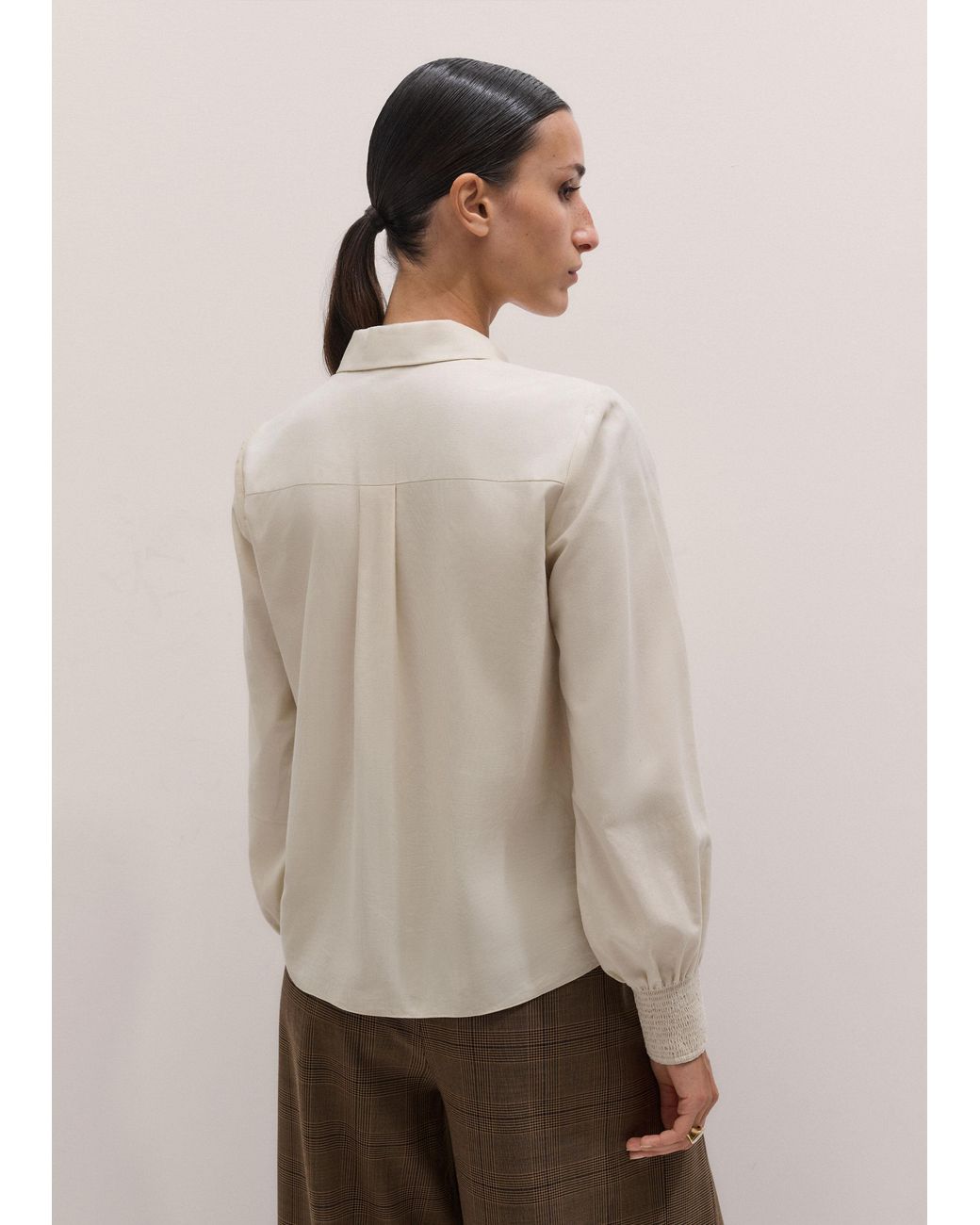 ME+EM Natural Micro Cord Slim Fitting Blouse
