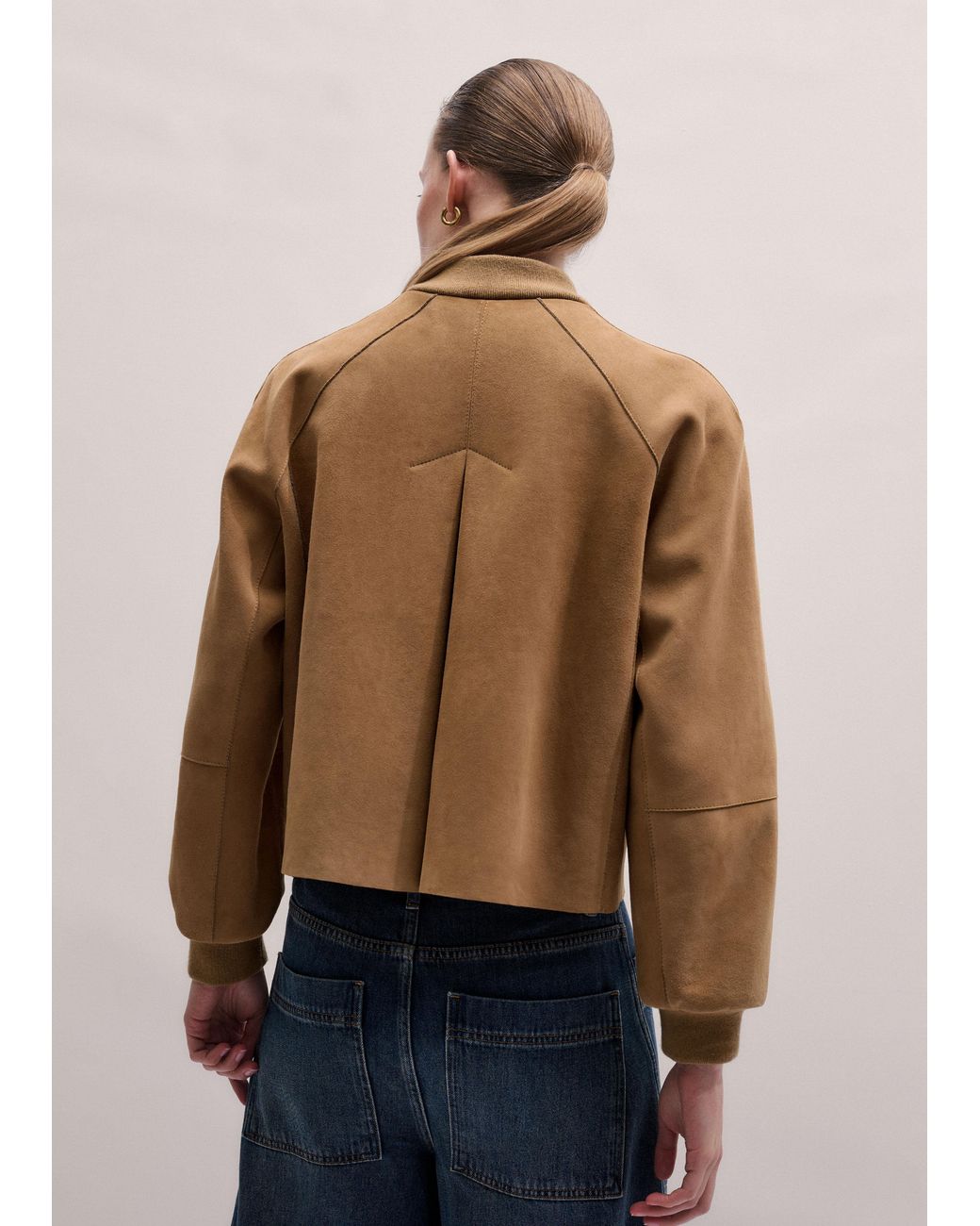 ME+EM Brown Luxe Bonded Swing Jacket