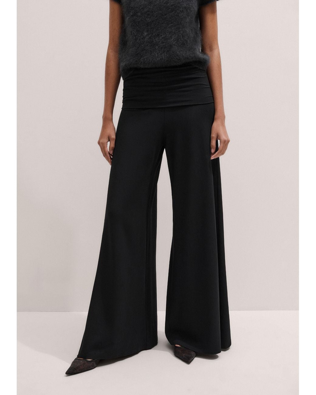 ME+EM Black Super Wide Palazzo Pant