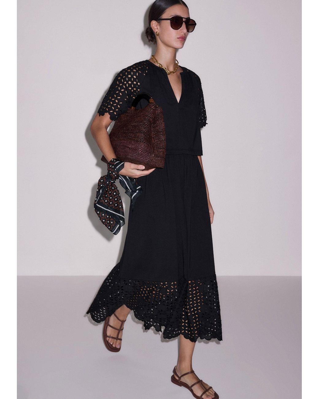 ME+EM Black Broderie Anglaise Maxi Dress + Top