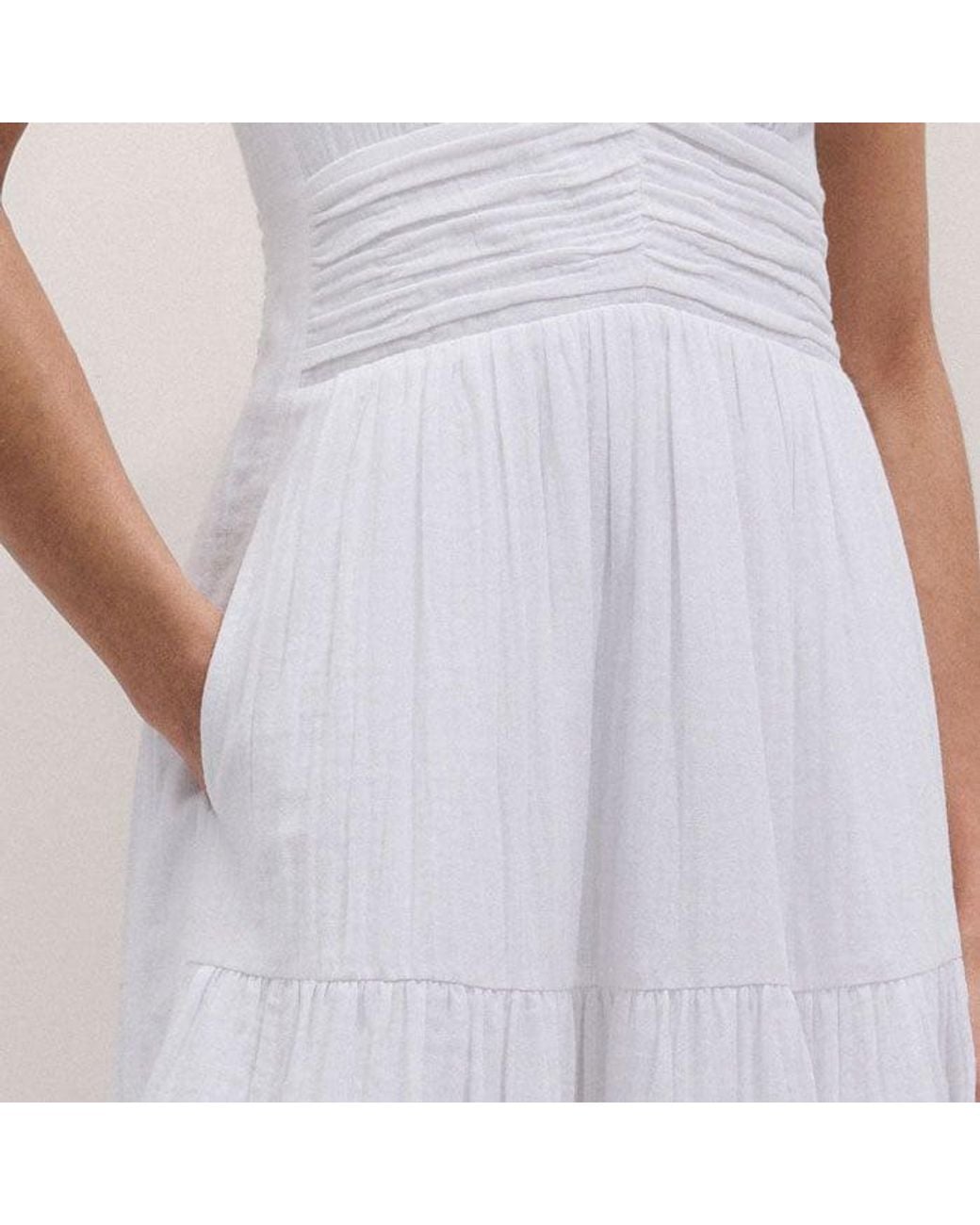 ME+EM Natural Cheesecloth Fit And Flare Maxi Dress