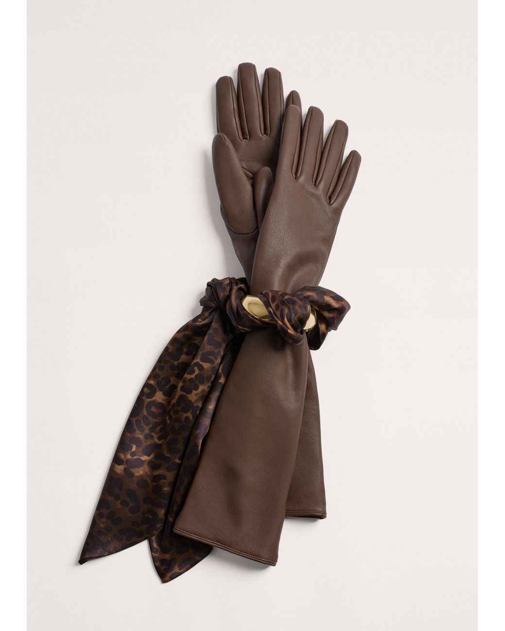 ME+EM Brown Long Leather Glove
