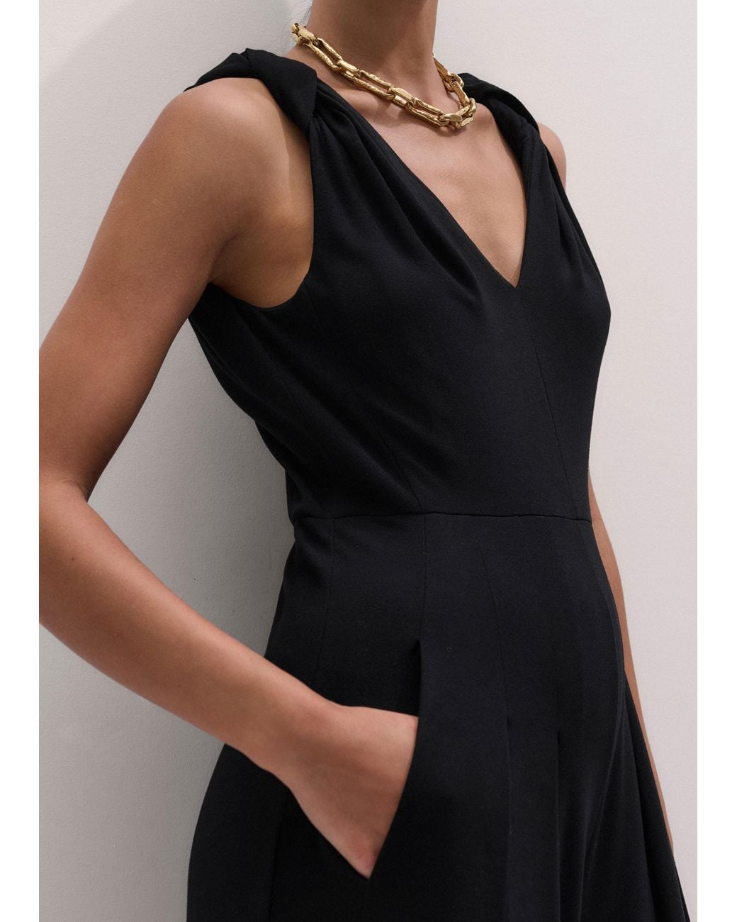 ME+EM Blue Twist Strap Modal Jumpsuit + Belt