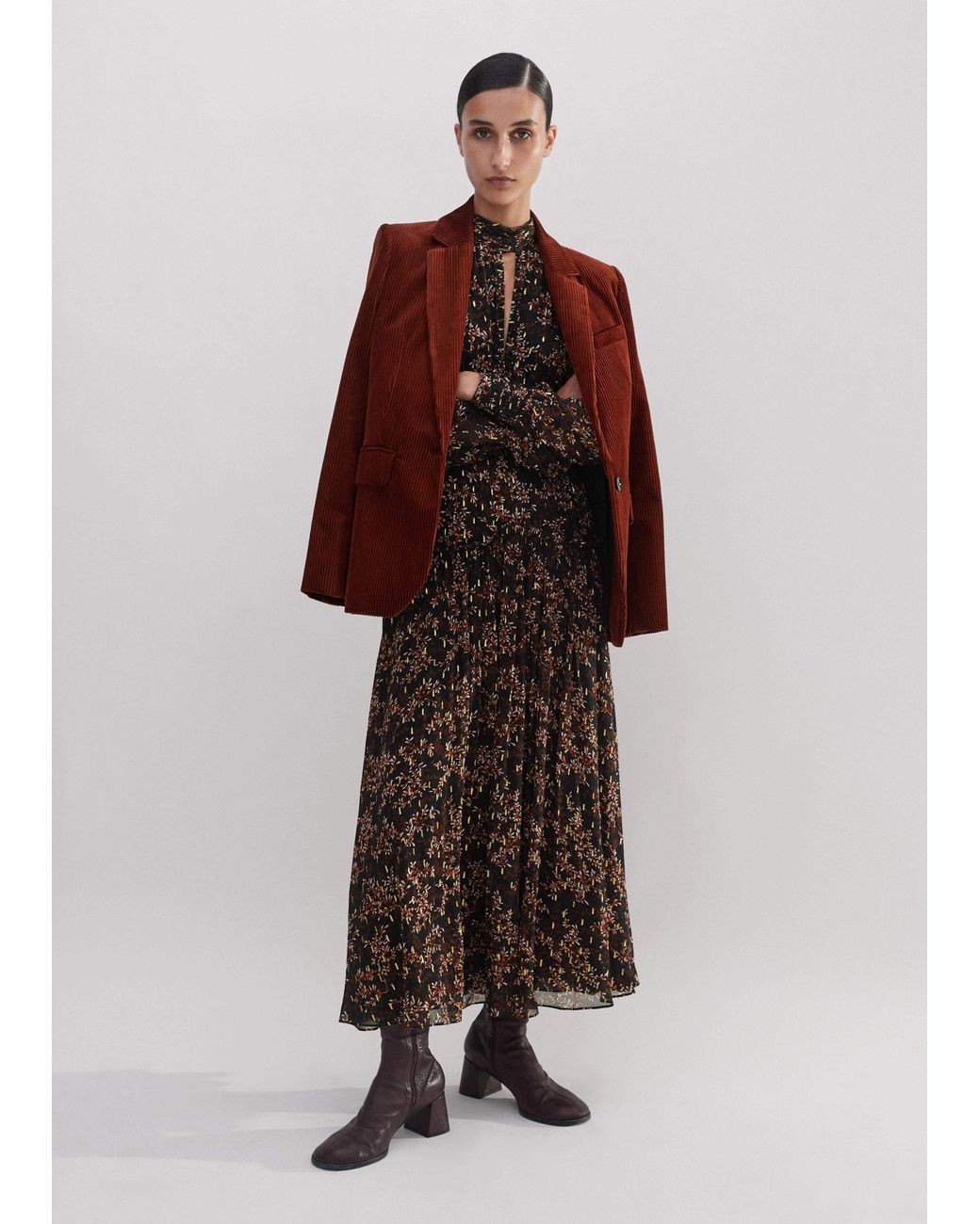 ME+EM Multicolor Shadow Berry Print Metallic Maxi Dress//Multi