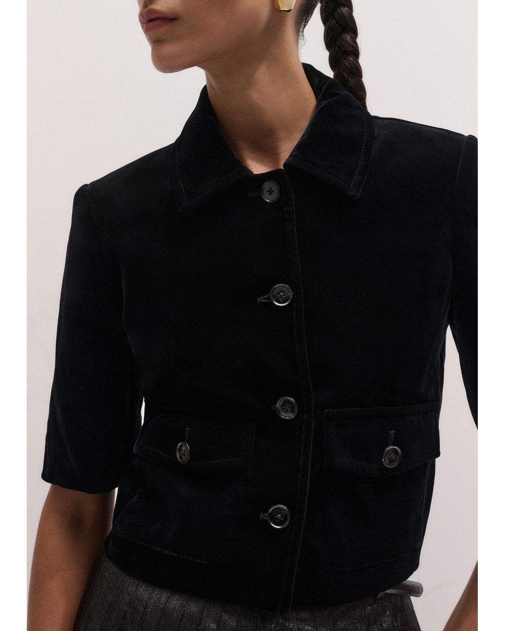 ME+EM Black Cropped Evening Jacket