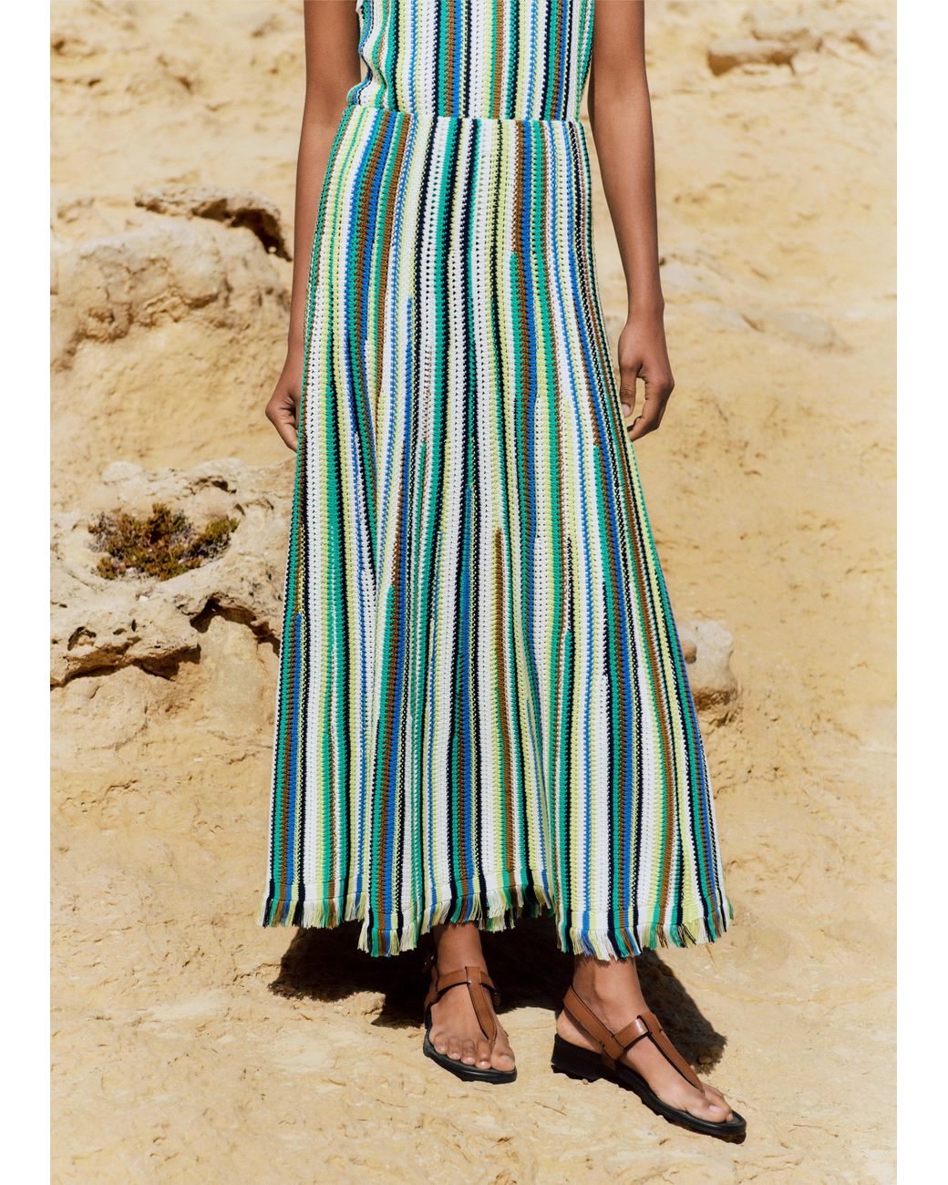 スカート Textured Stripe Skirt ME+EM Textured Stripe A-line Skirt in Blue | Lyst