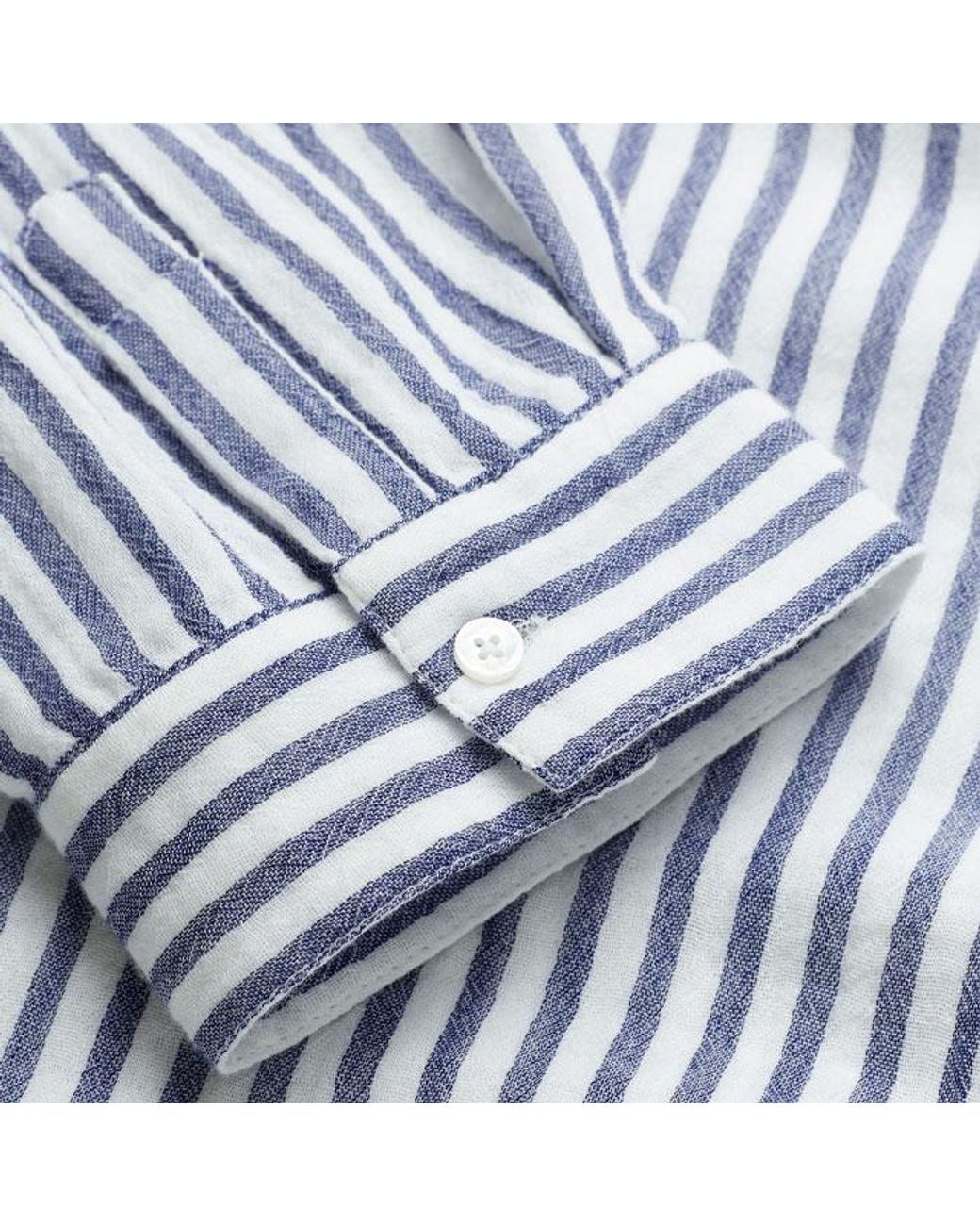 ME+EM Gray Cheesecloth Relaxed Striped Shirt