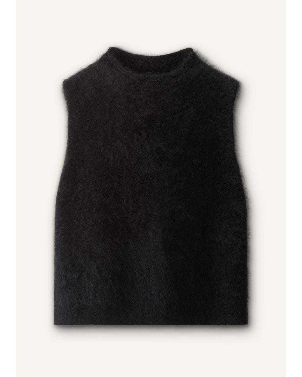ME+EM Black Brushed Cashmere High Neck Straight Vest