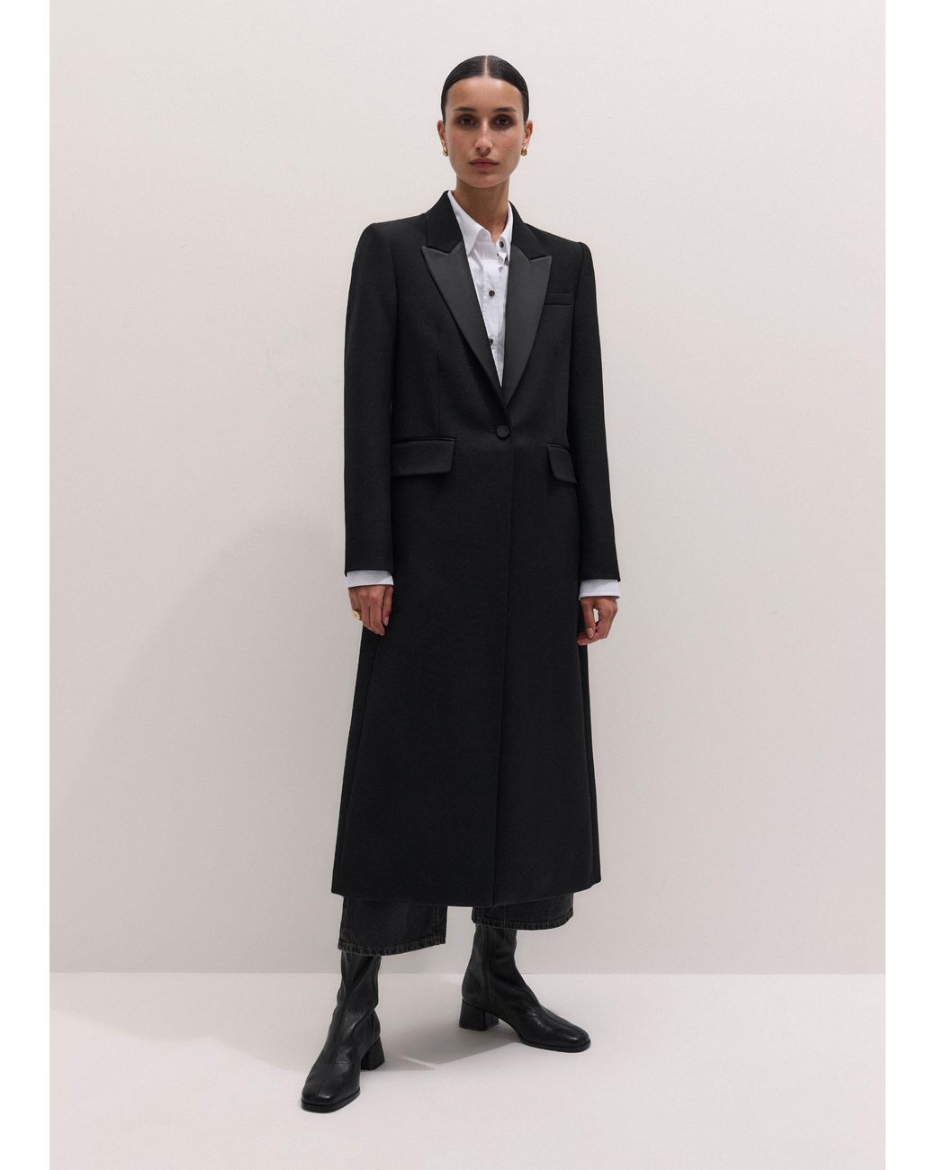 ME+EM Black Sharp Shoulder Tux Coat